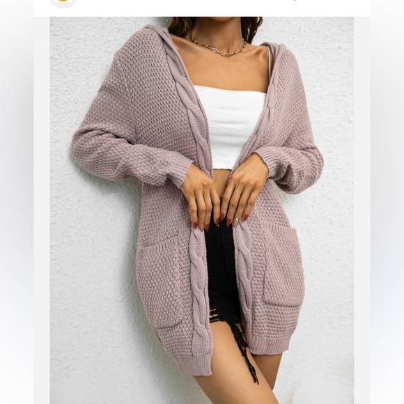 Sweaters - Dusty, pink, long cardigan size medium